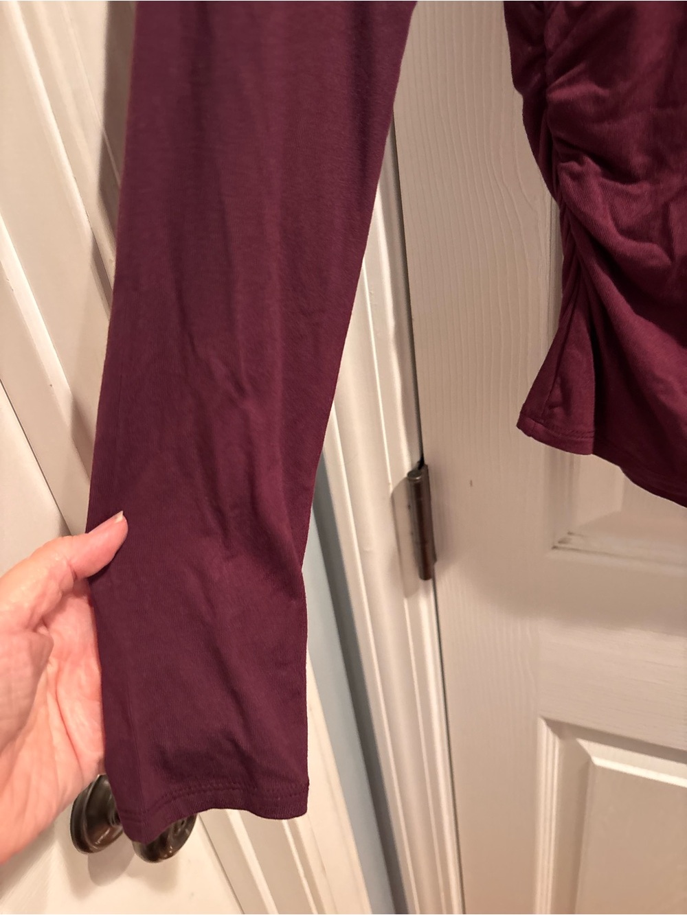 Madewell Raspberry Collared V-Neck Long Sleeve Top - Picture 5 of 9
